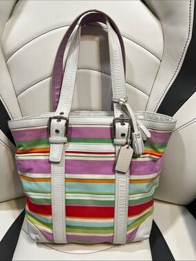 Coach Hampton Multi Striped Tote